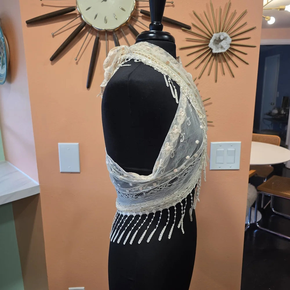 Boho Chic Scarf Festival Fringe Wrap Pier 1 Cream Bohemian Hippie Vacation